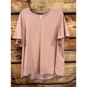 Anyally Womens Pink Draped Boho V Neck Top Size‎ 2XL NWT